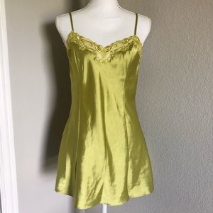 Victoria’s Secret Chartreuse Vintage Silk Gold Label Slip Dress Yellow Green
